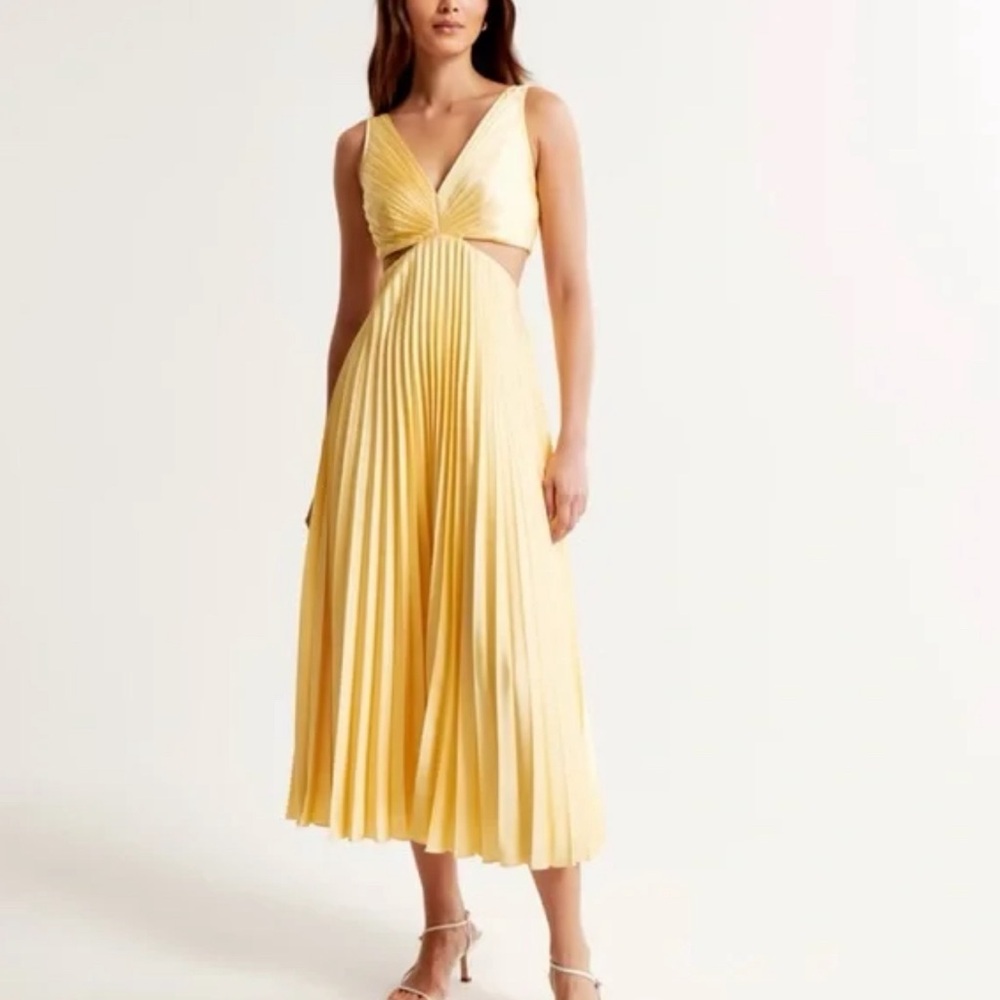A&F Yellow Pleated Cutout Dress